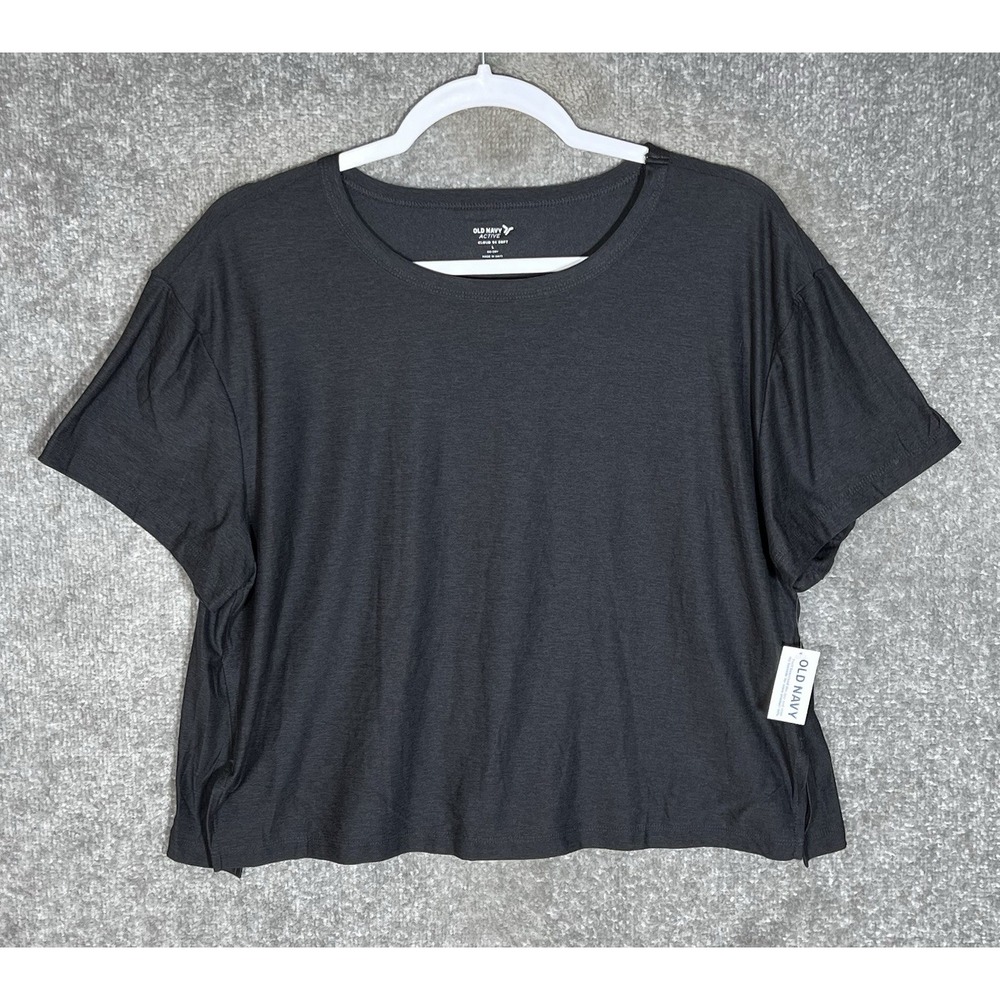 Old Navy Active Cloud 94 Soft Go Dry Crop Top Womens Sz Large Black Stretch New
